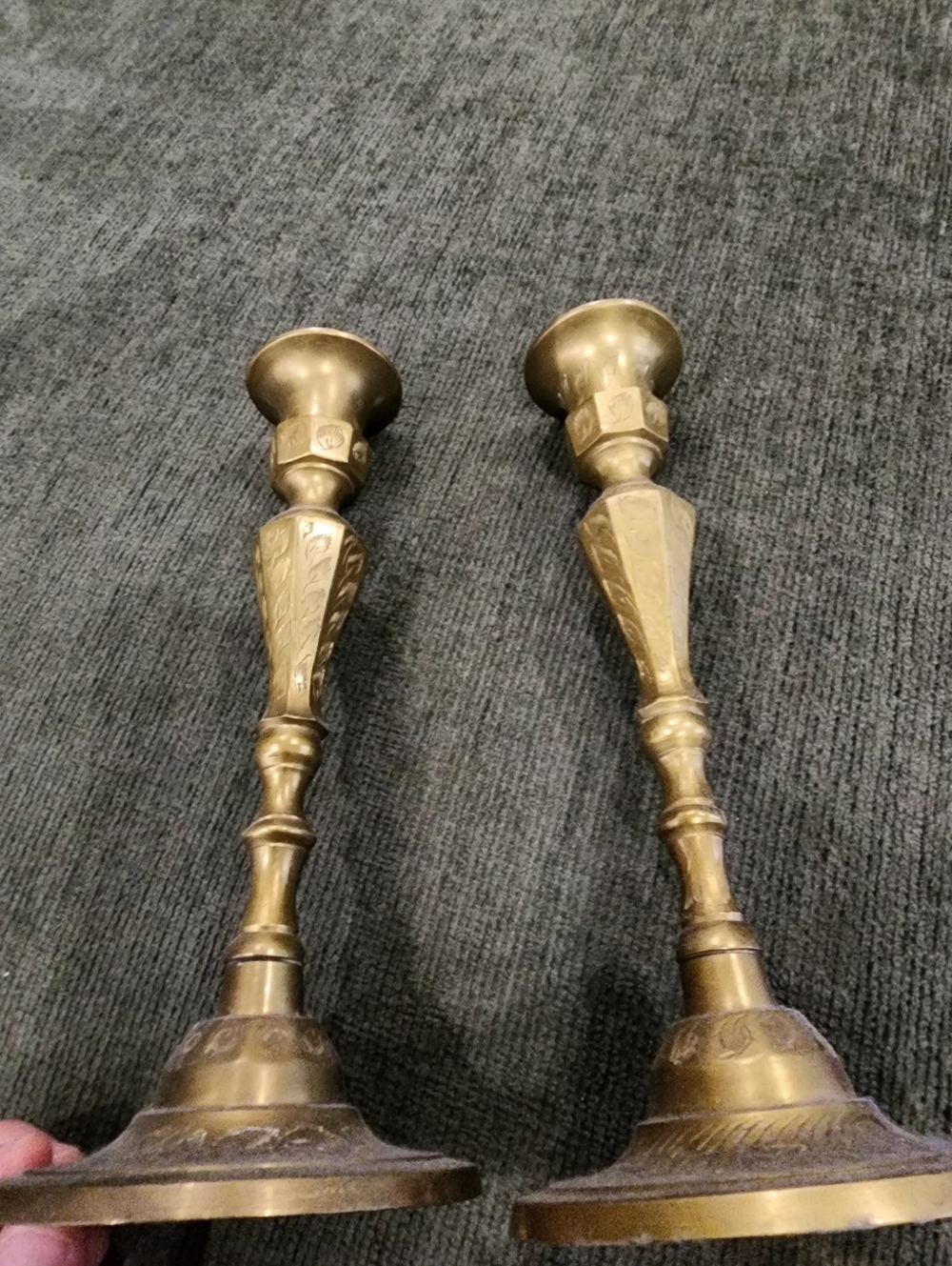Brass Etched Candle Stick Holders